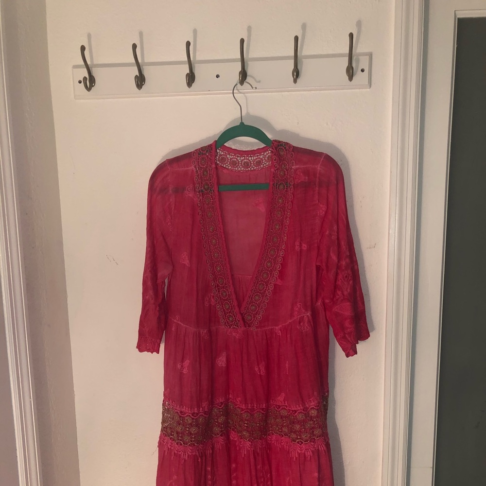 Boho pink cover up tunic